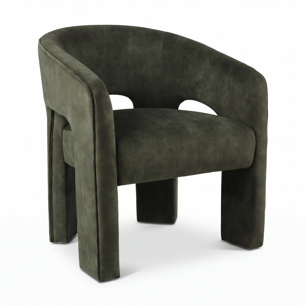 Leva Dining Chair Armchair Velvet Fabric Olive Green