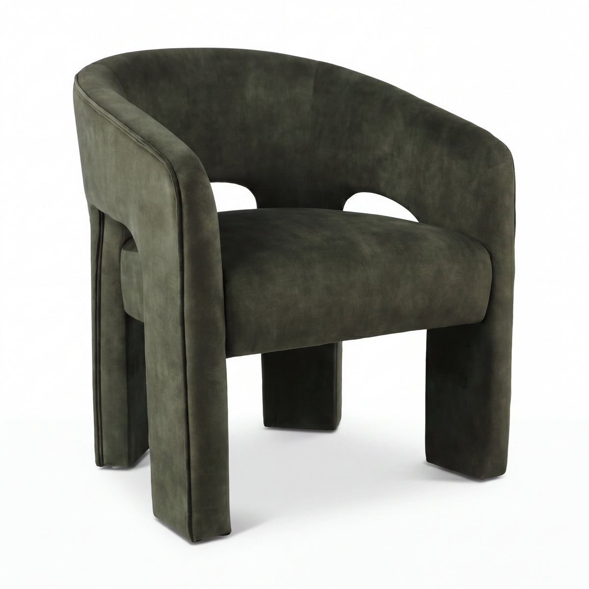 Leva Dining Chair Armchair Velvet Fabric Olive Green