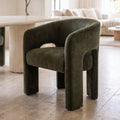 Leva Dining Chair Armchair Velvet Fabric Olive Green