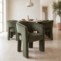 Leva Dining Chair Armchair Velvet Fabric Olive Green