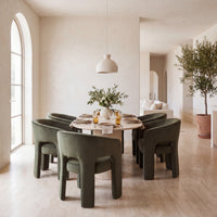 Leva Dining Chair Armchair Velvet Fabric Olive Green