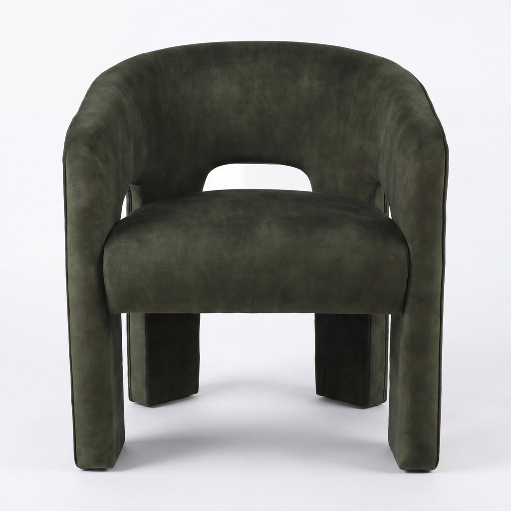 Leva Dining Chair Armchair Velvet Fabric Olive Green