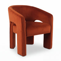 Leva Dining Chair Armchair Velvet Fabric Rust Orange