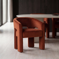 Leva Dining Chair Armchair Velvet Fabric Rust Orange