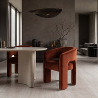 Leva Dining Chair Armchair Velvet Fabric Rust Orange