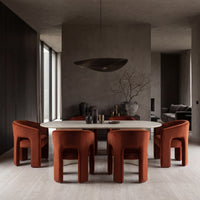 Leva Dining Chair Armchair Velvet Fabric Rust Orange