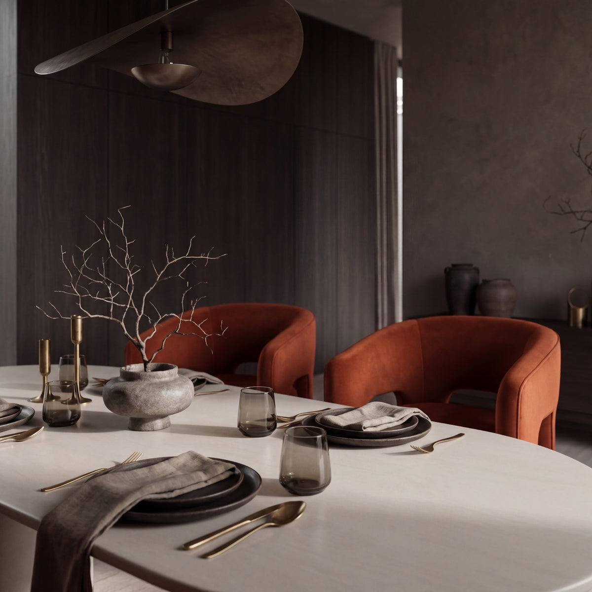 Leva Dining Chair Armchair Velvet Fabric Rust Orange