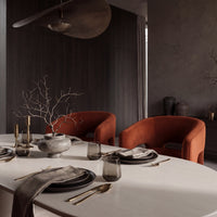 Leva Dining Chair Armchair Velvet Fabric Rust Orange