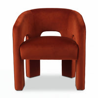 Leva Dining Chair Armchair Velvet Fabric Rust Orange