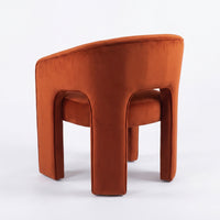 Leva Dining Chair Armchair Velvet Fabric Rust Orange