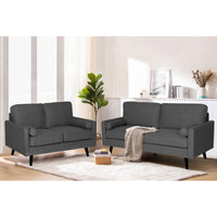 Lexi Fabric Sofa Couch 2 Seater Dark Grey