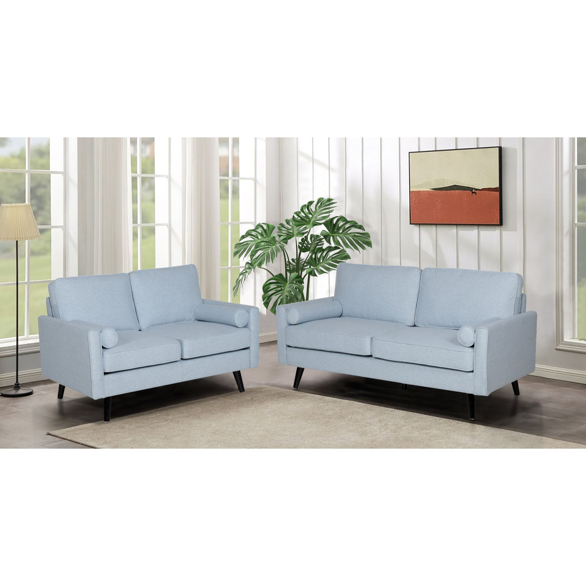 Lexi Fabric Sofa Couch 2 Seater Light Blue