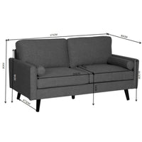 Lexi Fabric Sofa Couch 2.5 Seater Dark Grey