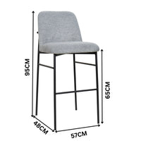 Libra 2pc Set Bar Stool Dining Chair Grey