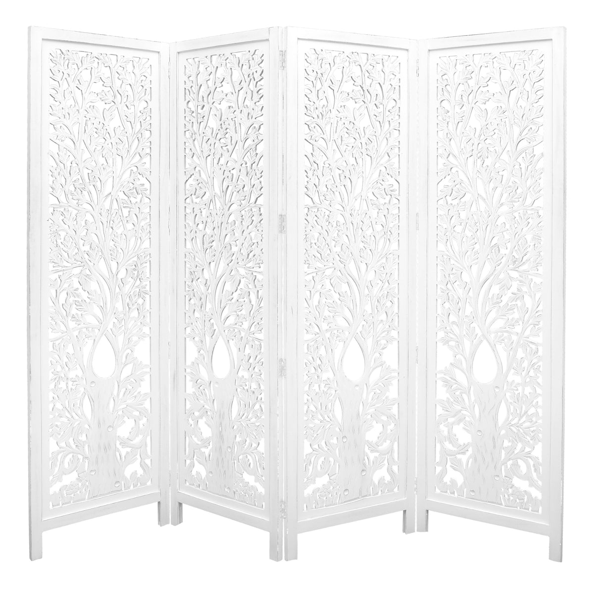 Life Dig 4 Panel Room Divider Screen Privacy Shoji Timber Wood Stand - White