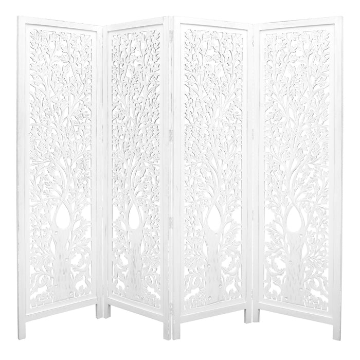 Life Dig 4 Panel Room Divider Screen Privacy Shoji Timber Wood Stand - White