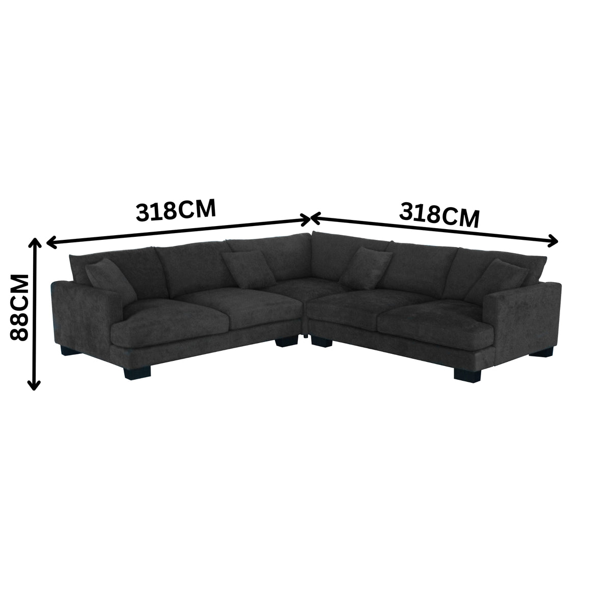 Lilibet 4 Seater Fabric Corner Modular Sofa Lounge Dark Grey