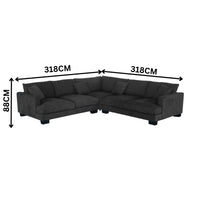 Lilibet 4 Seater Fabric Corner Modular Sofa Lounge Dark Grey