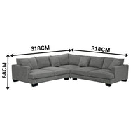 Lilibet 4 Seater Fabric Corner Modular Sofa Lounge Light Grey