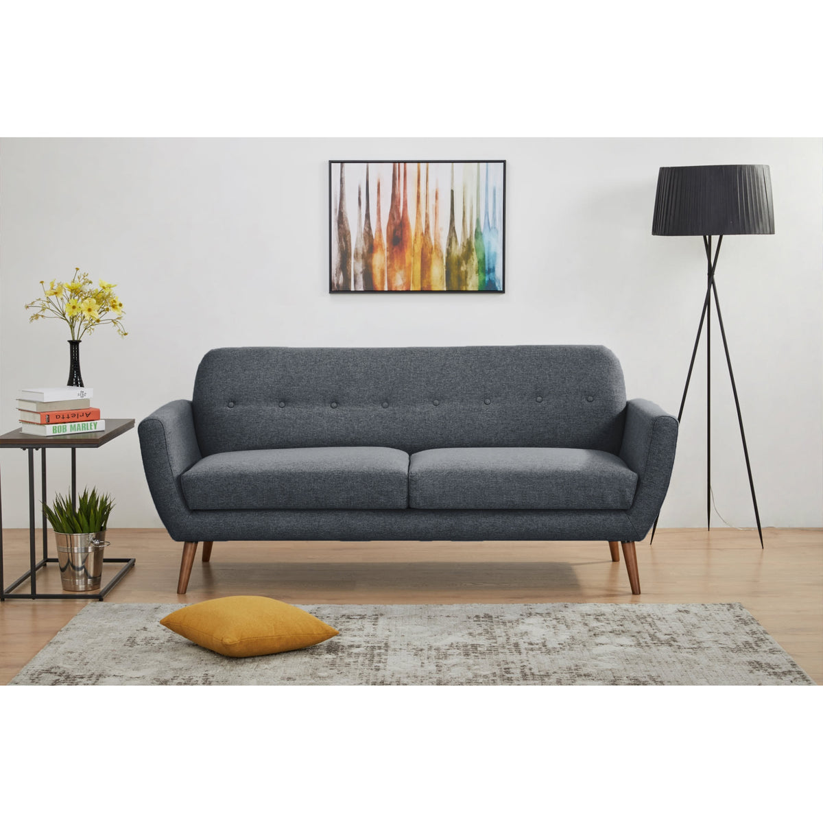 Lilliana Fabric Sofa 3 Seater Dark Grey