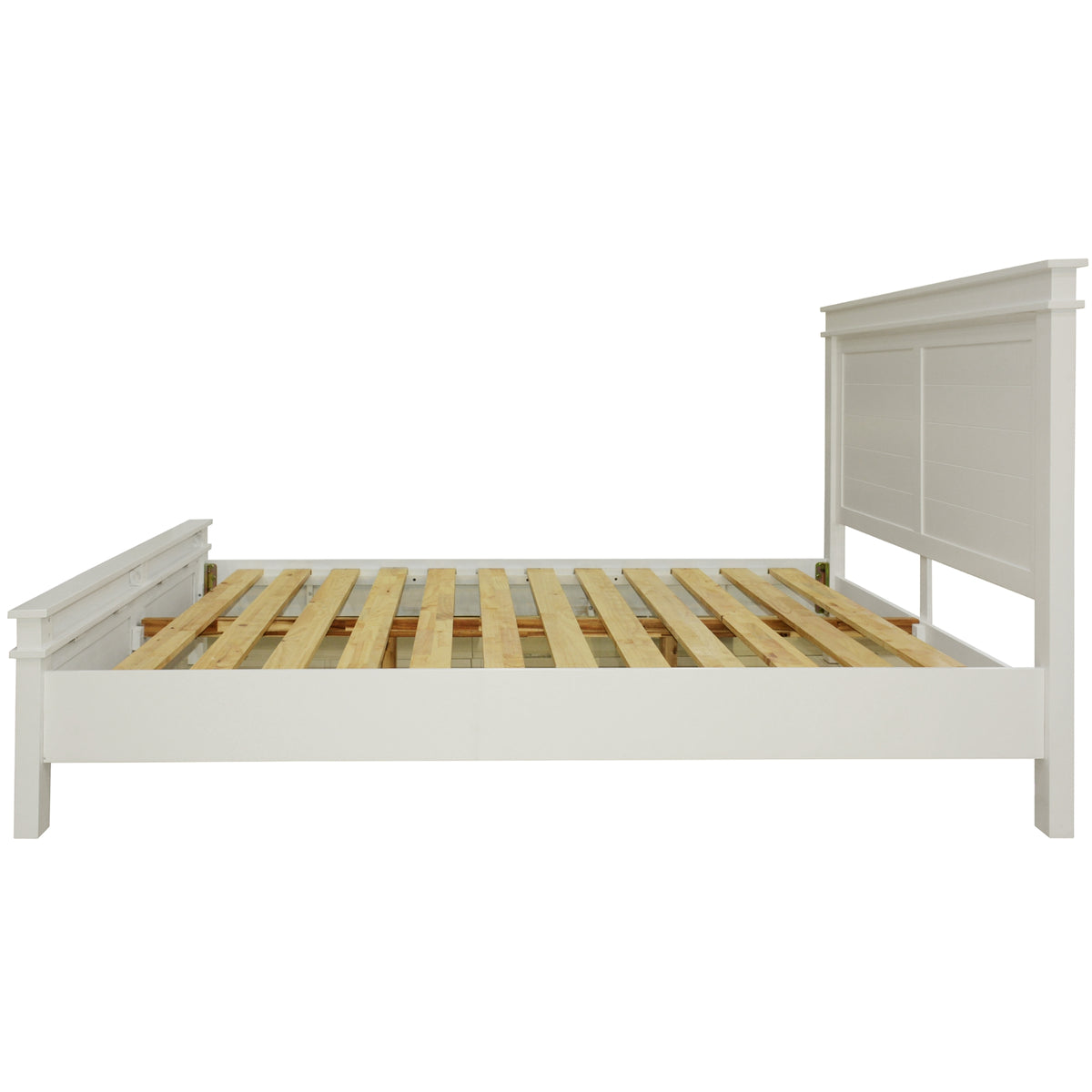 Lily Bed Frame King Size Timber Mattress Base With Storage Drawers - White