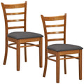 Linaria Dining Chair Set of 2 Crossback Solid Rubber Wood Fabric Seat - Walnut