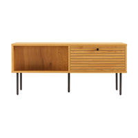 Line 100cm Coffee Table Oak and Black, front view on a white background