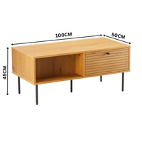 Line 100cm Coffee Table Oak and Black — dimensions diagram