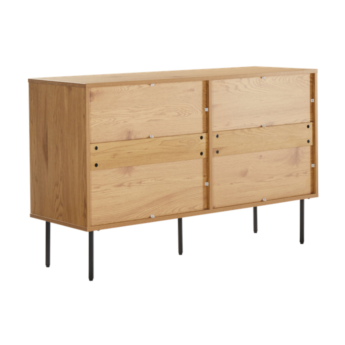 Line 120cm Dresser Chest of 6 Drawers Oak and Black, rear view