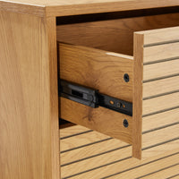 Line 120cm Dresser Chest of 6 Drawers Oak and Black, close-up of the drawer runner