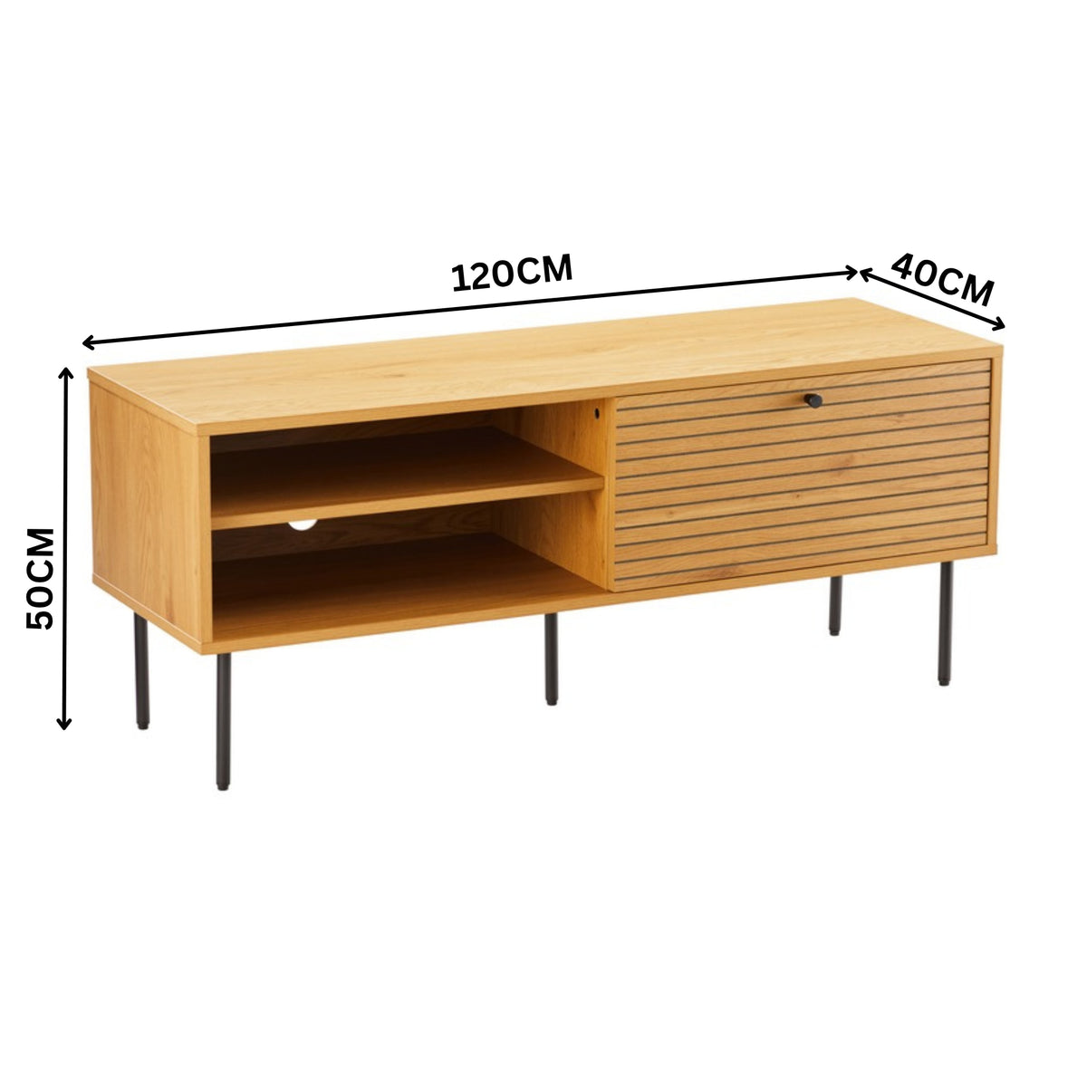 Line 120cm ETU Entertainment TV Unit Oak — dimensions diagram