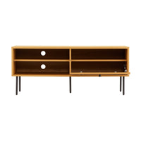 Line 120cm ETU Entertainment TV Unit Oak, low front view of the open shelves and grooved door