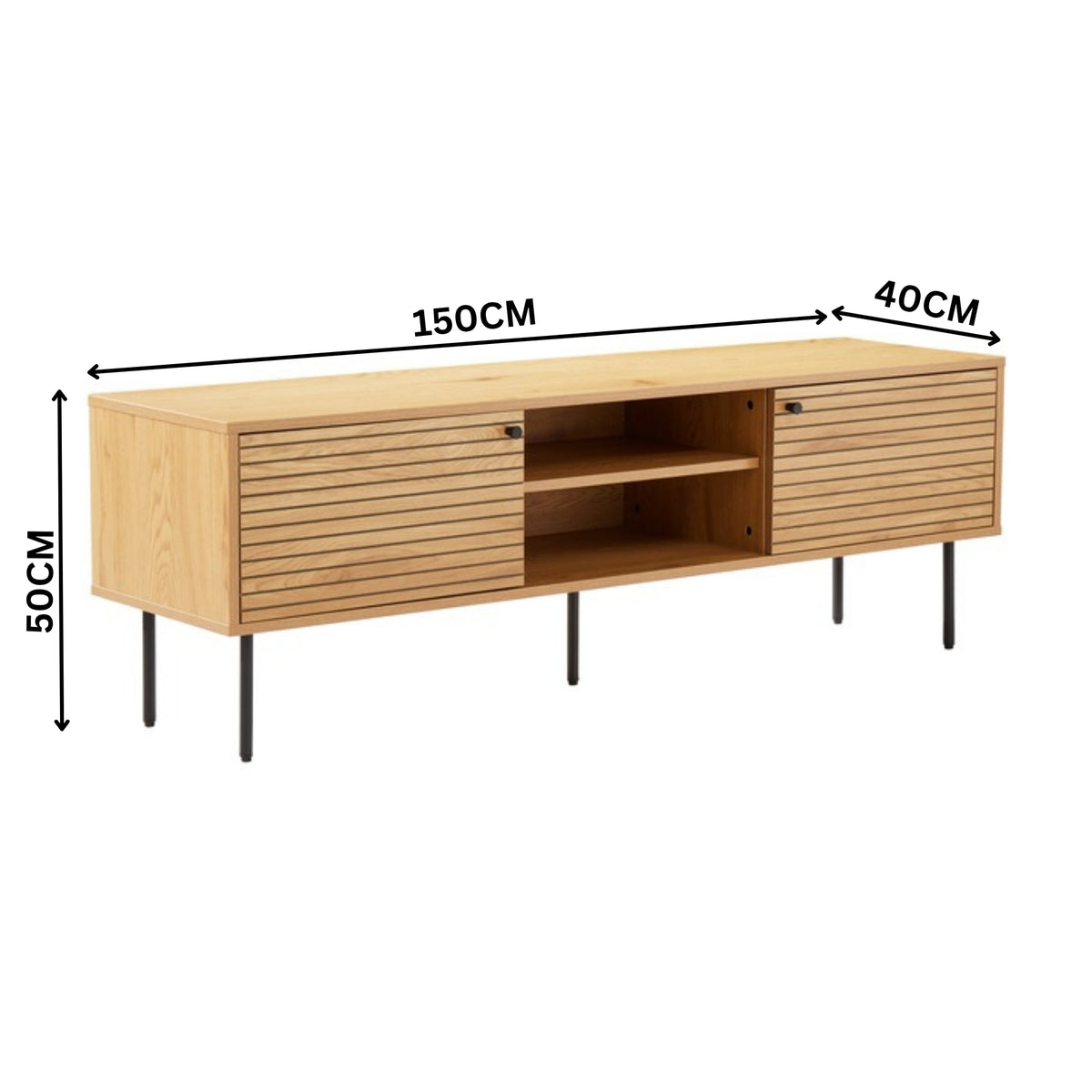 Line 150cm ETU Entertainment TV Unit Oak — dimensions diagram