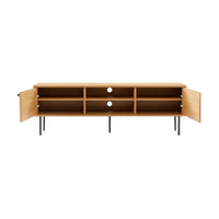 Line 150cm ETU Entertainment TV Unit Oak, angled view with the doors open