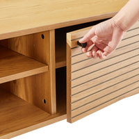 Line 150cm ETU Entertainment TV Unit Oak, close-up of a door being opened