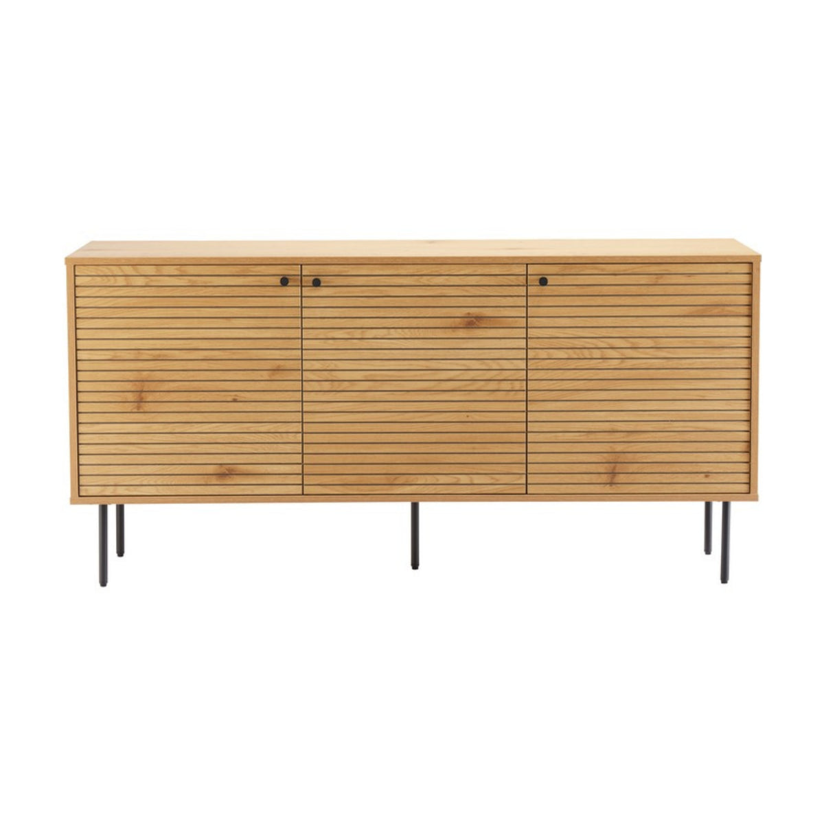 Line 150cm Sideboard Buffet Table Oak and Black, front view on a white background