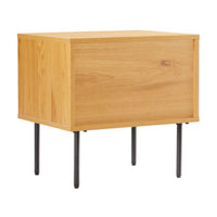 Line 2 Drawer Bedside Table Oak and Black, rear view