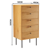 Line 50cm Tallboy Chest of 5 Drawers Oak and Black — dimensions diagram