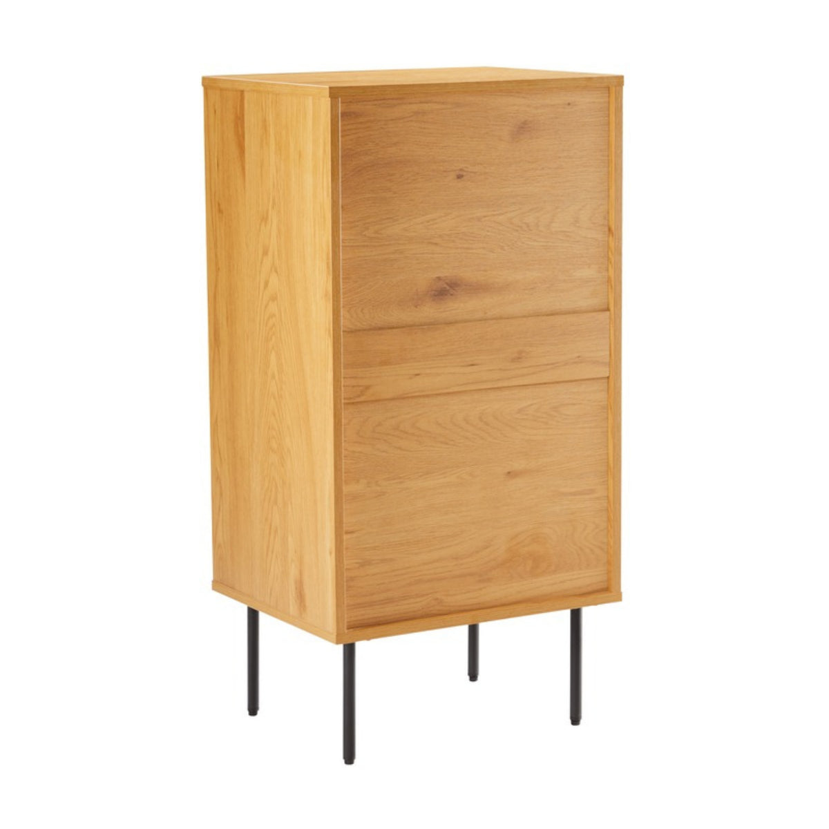 Line 50cm Tallboy Chest of 5 Drawers Oak and Black, rear view