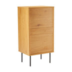 Line 50cm Tallboy Chest of 5 Drawers Oak and Black, rear view