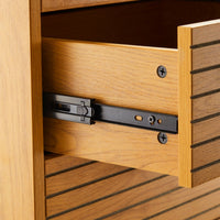 Line 50cm Tallboy Chest of 5 Drawers Oak and Black, close-up of the drawer runner