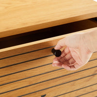 Line 50cm Tallboy Chest of 5 Drawers Oak and Black, close-up of a drawer being opened