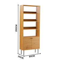 Line 80cm 2 Door Bookshelf Oak and Black — dimensions diagram