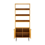 Line 80cm 2 Door Bookshelf Oak and Black, front view with the doors open