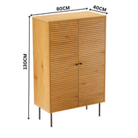 Line 80cm Highboard Storage Cabinet Oak and Black — dimensions diagram