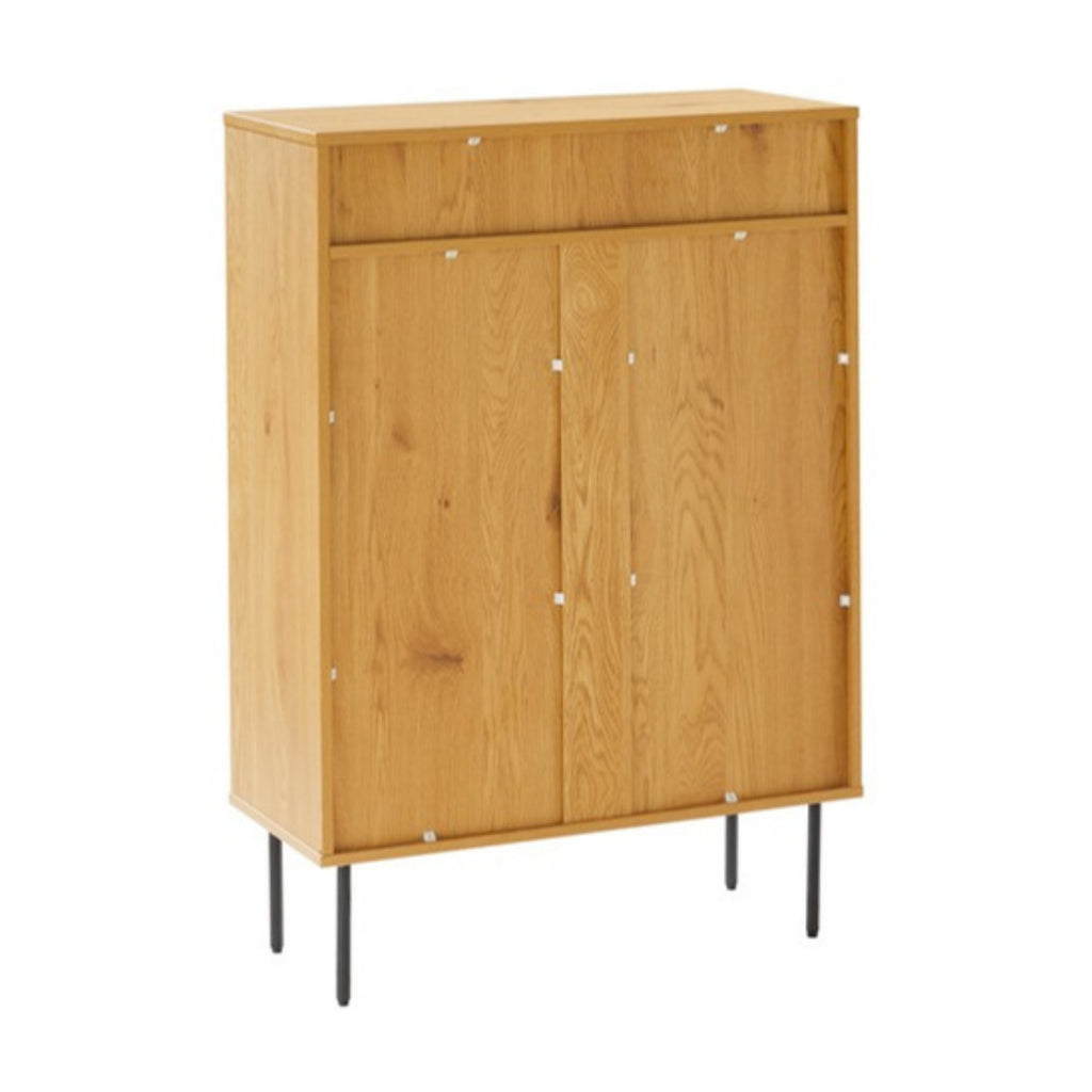 Line 80cm Shoe Cabinet Oak and Black, rear view