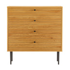 Line 80cm Tallboy Chest of 4 Drawers Oak and Black, front view on a white background