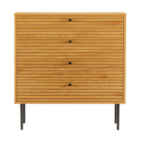 Line 80cm Tallboy Chest of 4 Drawers Oak and Black, front view on a white background