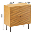 Line 80cm Tallboy Chest of 4 Drawers Oak and Black — dimensions diagram