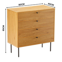 Line 80cm Tallboy Chest of 4 Drawers Oak and Black — dimensions diagram